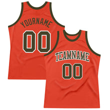 Load image into Gallery viewer, Custom Orange Olive-White Authentic Throwback Basketball Jersey