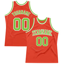 Load image into Gallery viewer, Custom Orange Neon Green-White Authentic Throwback Basketball Jersey