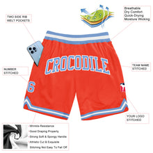 Load image into Gallery viewer, Custom Orange Light Blue-White Authentic Throwback Basketball Shorts
