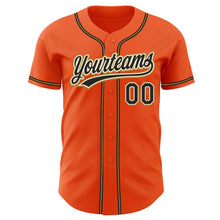 Load image into Gallery viewer, Custom Orange Black Cream-Old Gold Authentic Baseball Jersey