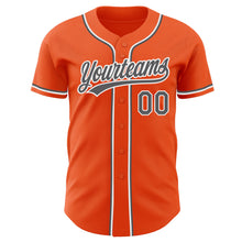 Load image into Gallery viewer, Custom Orange Steel Gray-White Authentic Baseball Jersey