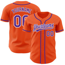 Load image into Gallery viewer, Custom Orange Purple-White Authentic Baseball Jersey