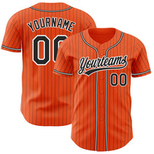 Load image into Gallery viewer, Custom Orange Black Pinstripe Black-White Authentic Baseball Jersey