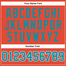 Load image into Gallery viewer, Custom Orange White Pinstripe Teal Authentic Basketball Jersey