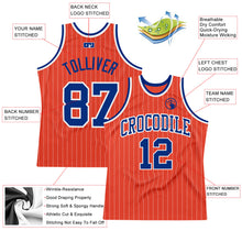 Load image into Gallery viewer, Custom Orange White Pinstripe Royal Authentic Basketball Jersey