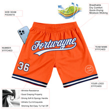 Load image into Gallery viewer, Custom Orange White-Navy Authentic Throwback Basketball Shorts