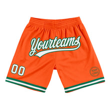 Load image into Gallery viewer, Custom Orange White-Kelly Green Authentic Throwback Basketball Shorts