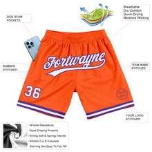 Load image into Gallery viewer, Custom Orange White-Purple Authentic Throwback Basketball Shorts