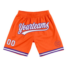 Load image into Gallery viewer, Custom Orange White-Purple Authentic Throwback Basketball Shorts