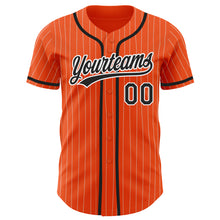 Load image into Gallery viewer, Custom Orange White Pinstripe Black Authentic Baseball Jersey
