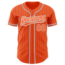 Load image into Gallery viewer, Custom Orange White Pinstripe Gray Authentic Baseball Jersey