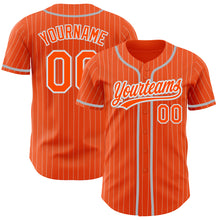 Load image into Gallery viewer, Custom Orange White Pinstripe Gray Authentic Baseball Jersey