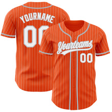 Load image into Gallery viewer, Custom Orange White Pinstripe Gray Authentic Baseball Jersey