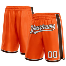 Load image into Gallery viewer, Custom Orange White-Brown Authentic Basketball Shorts