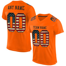 Load image into Gallery viewer, Custom Orange Vintage USA Flag-Black Mesh Authentic Football Jersey