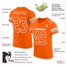 Load image into Gallery viewer, Custom Orange White-Gray Mesh Authentic Football Jersey
