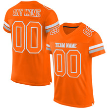 Load image into Gallery viewer, Custom Orange White-Gray Mesh Authentic Football Jersey