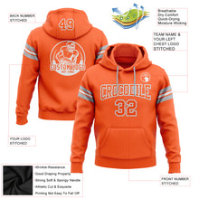 Load image into Gallery viewer, Custom Stitched Orange White-Gray Football Pullover Sweatshirt Hoodie