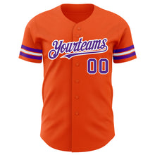 Load image into Gallery viewer, Custom Orange Purple-White Authentic Baseball Jersey