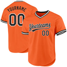 Load image into Gallery viewer, Custom Orange Black-White Authentic Throwback Baseball Jersey