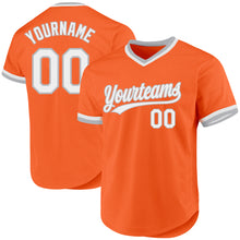 Load image into Gallery viewer, Custom Orange White-Gray Authentic Throwback Baseball Jersey
