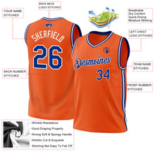 Load image into Gallery viewer, Custom Orange Royal-White Authentic Throwback Basketball Jersey