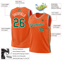 Load image into Gallery viewer, Custom Orange Kelly Green-White Authentic Throwback Basketball Jersey