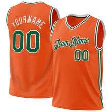 Load image into Gallery viewer, Custom Orange Kelly Green-White Authentic Throwback Basketball Jersey