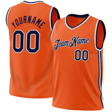 Load image into Gallery viewer, Custom Orange Navy-White Authentic Throwback Basketball Jersey