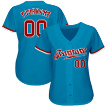 Load image into Gallery viewer, Custom Panther Blue Red-White Authentic Baseball Jersey