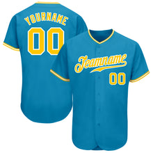 Load image into Gallery viewer, Custom Panther Blue Gold-White Authentic Baseball Jersey