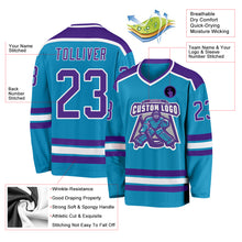 Load image into Gallery viewer, Custom Panther Blue Purple-White Hockey Jersey