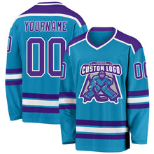 Load image into Gallery viewer, Custom Panther Blue Purple-White Hockey Jersey