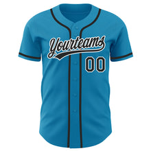 Load image into Gallery viewer, Custom Panther Blue Black-White Authentic Baseball Jersey
