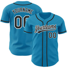 Load image into Gallery viewer, Custom Panther Blue Black-White Authentic Baseball Jersey