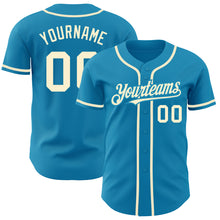 Load image into Gallery viewer, Custom Panther Blue Cream Authentic Baseball Jersey