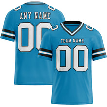 Load image into Gallery viewer, Custom Panther Blue White-Black Authentic Football Jersey