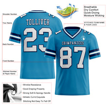 Load image into Gallery viewer, Custom Panther Blue White-Navy Authentic Football Jersey