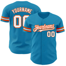 Load image into Gallery viewer, Custom Panther Blue White-Orange Authentic Baseball Jersey