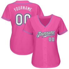 Load image into Gallery viewer, Custom Pink White-Light Blue Authentic Baseball Jersey