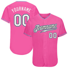 Load image into Gallery viewer, Custom Pink White-Light Blue Authentic Baseball Jersey