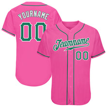 Load image into Gallery viewer, Custom Pink Kelly Green-White Authentic Baseball Jersey