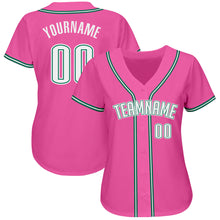 Load image into Gallery viewer, Custom Pink White-Kelly Green Authentic Baseball Jersey