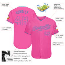 Load image into Gallery viewer, Custom Pink Pink-Light Blue Authentic Baseball Jersey
