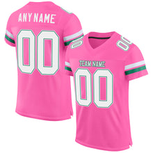Load image into Gallery viewer, Custom Pink White-Kelly Green Mesh Authentic Football Jersey