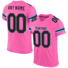 Load image into Gallery viewer, Custom Pink Black-Light Blue Mesh Authentic Football Jersey