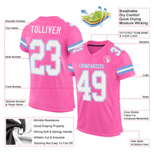Load image into Gallery viewer, Custom Pink White-Light Blue Mesh Authentic Football Jersey