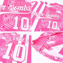 Load image into Gallery viewer, Custom Pink White 3D Pattern Design Tropical Palm Leaves And Famingo Authentic Baseball Jersey