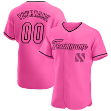 Load image into Gallery viewer, Custom Pink Pink-Black Authentic Baseball Jersey