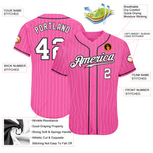 Load image into Gallery viewer, Custom Pink White Pinstripe White-Black Authentic Baseball Jersey